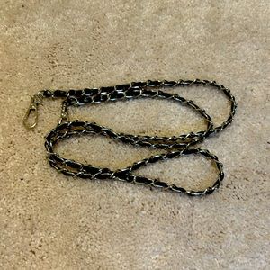 Luxury Black leather & Silver Chain Detachable Bag Strap